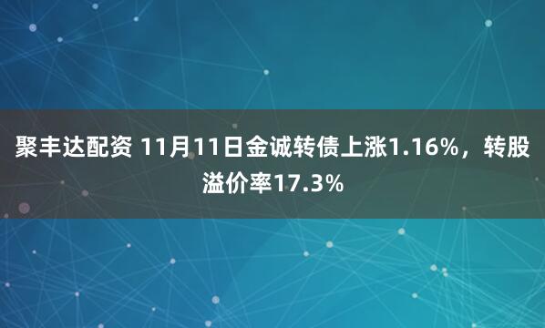 聚丰达配资 11月11日金诚转债上涨1.16%，转股溢价率17.3%