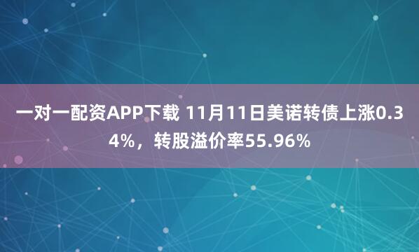 一对一配资APP下载 11月11日美诺转债上涨0.34%，转股溢价率55.96%