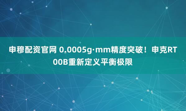 申穆配资官网 0.0005g·mm精度突破！申克RT00B重新定义平衡极限