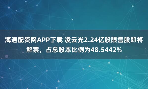 海通配资网APP下载 凌云光2.24亿股限售股即将解禁，占总股本比例为48.5442%
