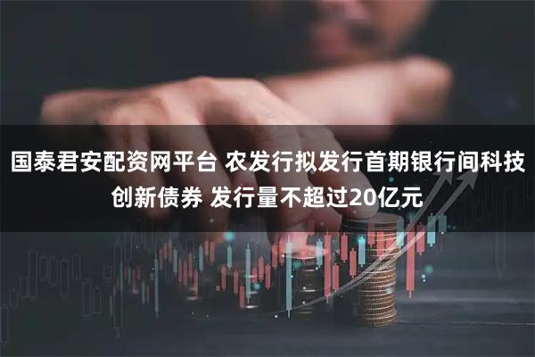 国泰君安配资网平台 农发行拟发行首期银行间科技创新债券 发行量不超过20亿元